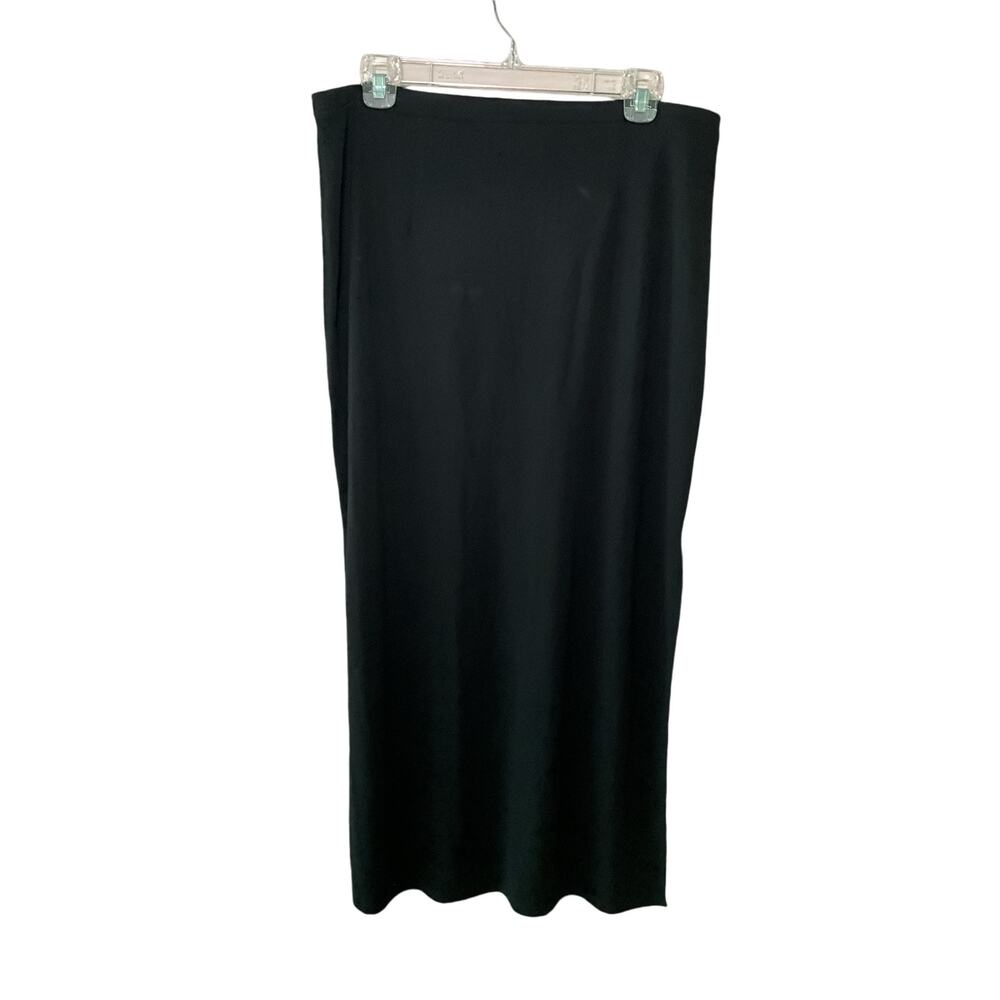 Express Tricot Womens Maxi Skirt Elastic Waist Pull On Slit Black Size Large